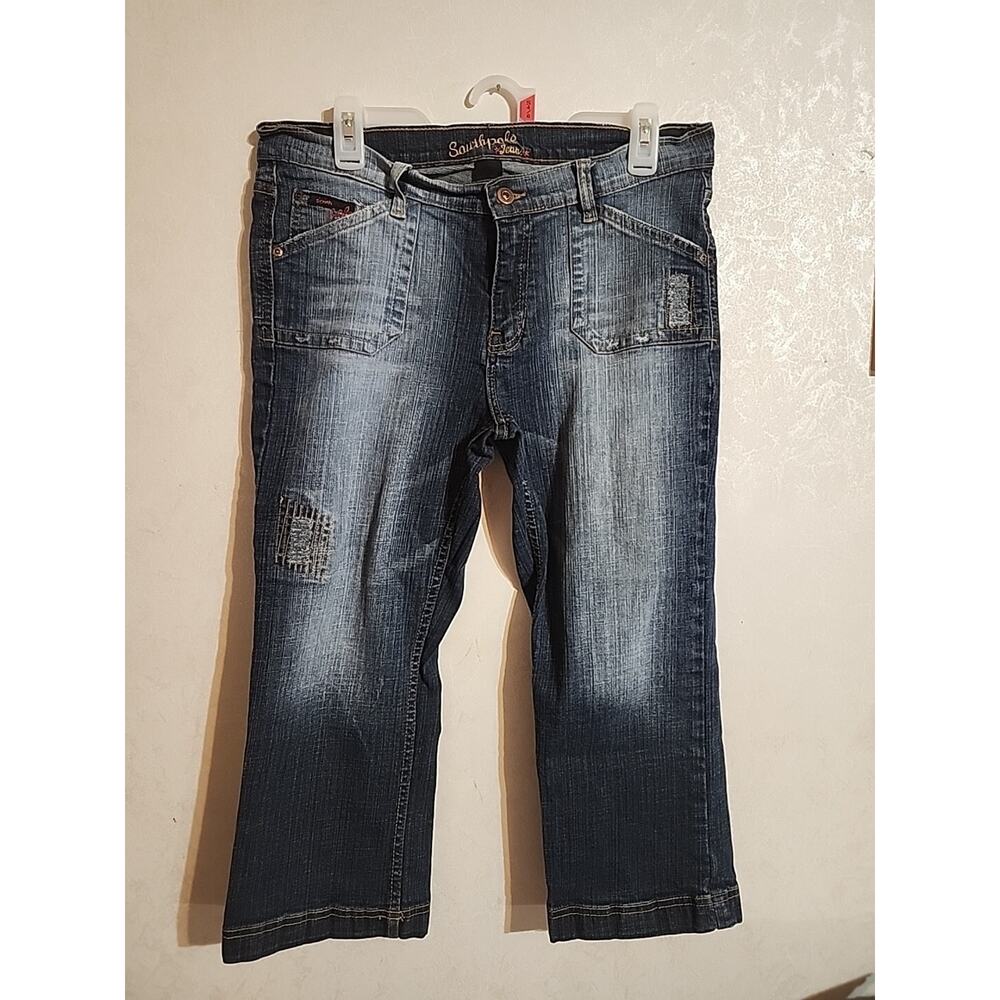 Southpole Denim Jeans Capris sz 13 Embroidered Logo Letter "S" Low Rise